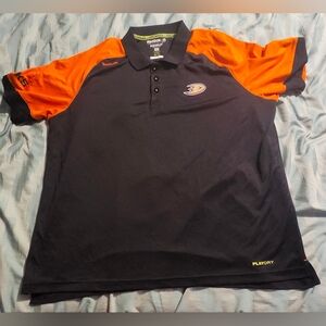 Reebok‎ Anaheim Ducks Polo Shirt Men's Size 2XL Short Sleeve Quick Dry Athletic